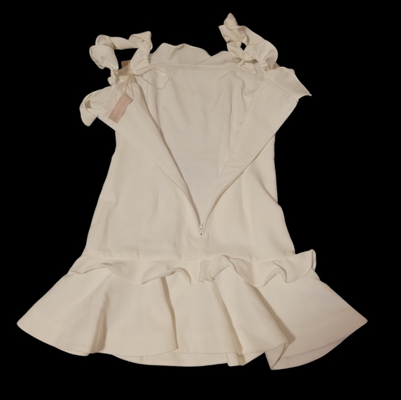 NWT Keepsake the Label Escape Mini Dress White Ivory Ruffle Details Size Small - Picture 8 of 12